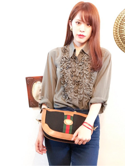 OLD Gucci　70s!半円ショルダー（黒・キャメル）