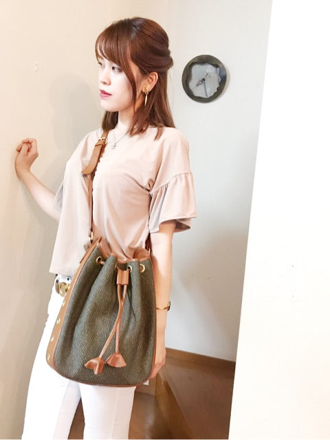 YVES SAINT LAURENT 巾着ショルダー（茶）