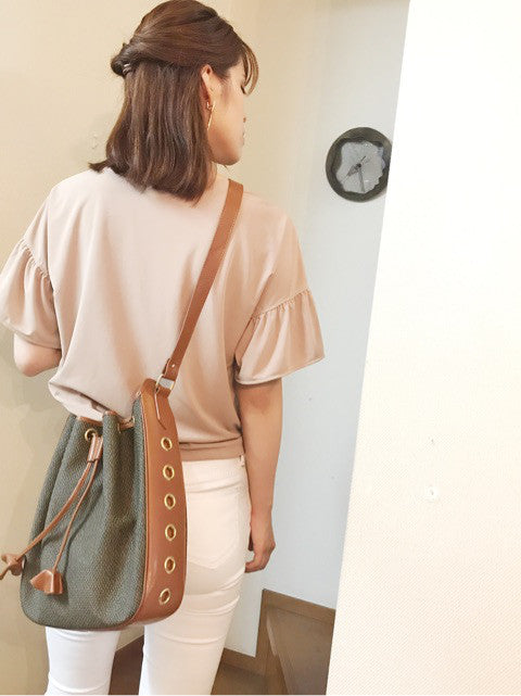 YVES SAINT LAURENT 巾着ショルダー（茶）