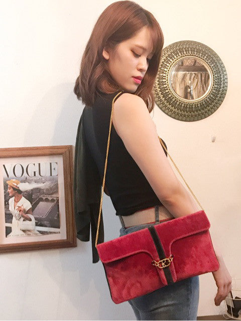Roberta　ヴィンテージ　モケット　チェーンバッグ（赤）