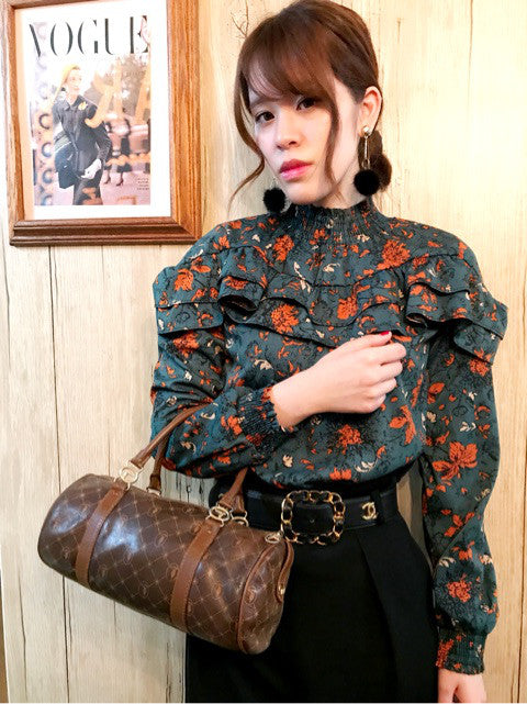 TRUSSARDI　グレイハウンド総革ミニボストン（茶）