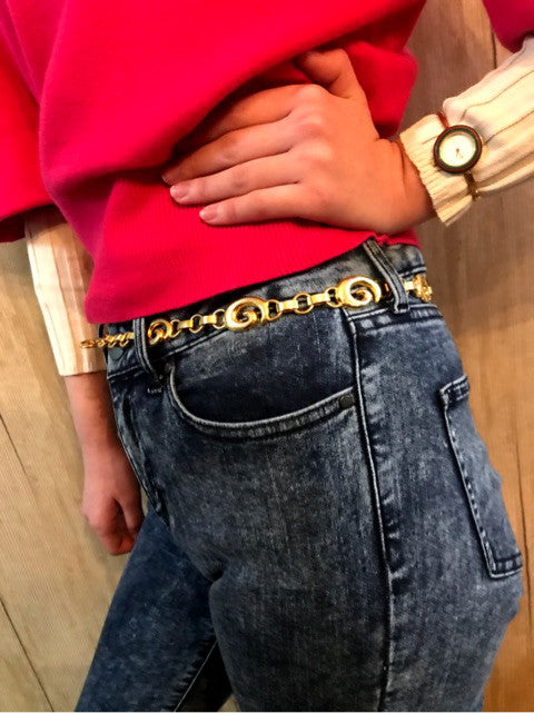 OLD Gucci  スパイラルG チェーンベルト（ゴールド）
