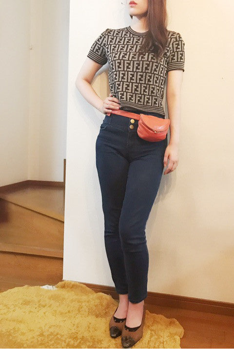 OLD Gucci ラム皮ウエストポーチ（オレンジ色）