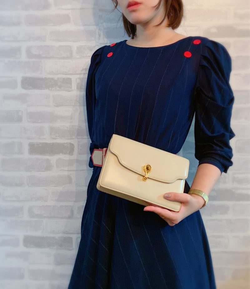 OLD Gucci  レア！タイガーアイ 本革2WAYバッグ（アイボリー）