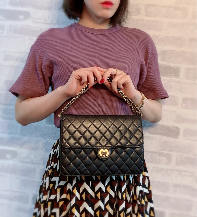 mila schon　キルティングレザー チェーンバッグ（黒）