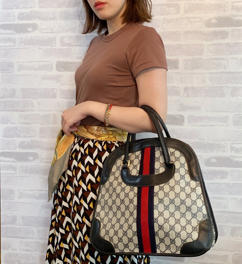 OLD Gucci　おにぎり型シェリーボストン（青）