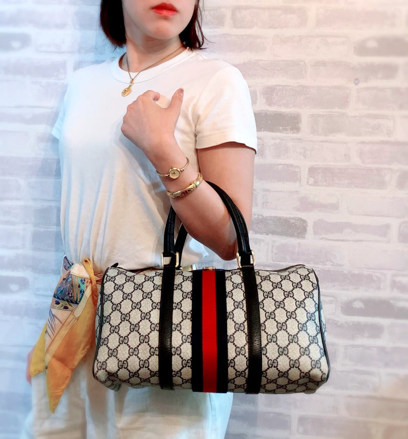OLD Gucci 定番シェリーボストン（青・中）