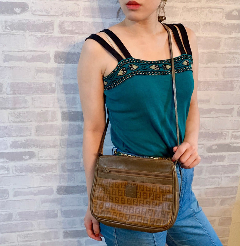 Fendi ズッキーノ柄 斜めがけショルダー（茶） – Vintage Shop