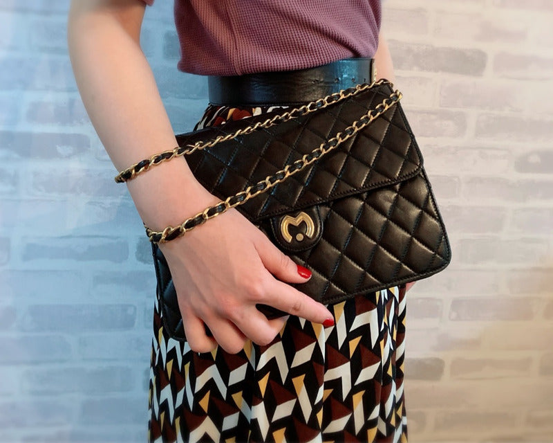 mila schon　キルティングレザー チェーンバッグ（黒）