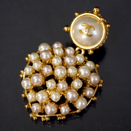 OLD CHANEL　パールピアス（ハート/ココ）