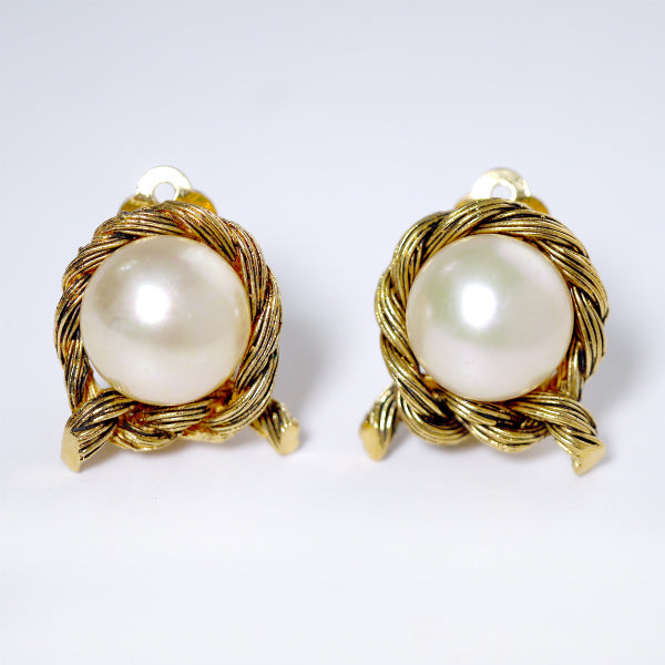 OLD CHANEL パール×ロープ ゴールドイヤリング（箱付き）
