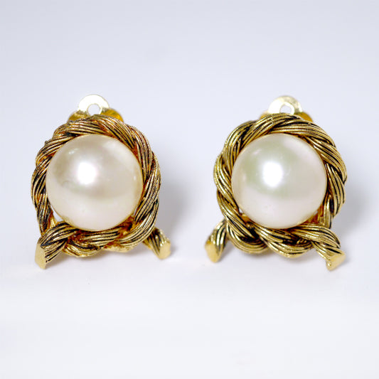 OLD CHANEL パール×ロープ ゴールドイヤリング（箱付き）