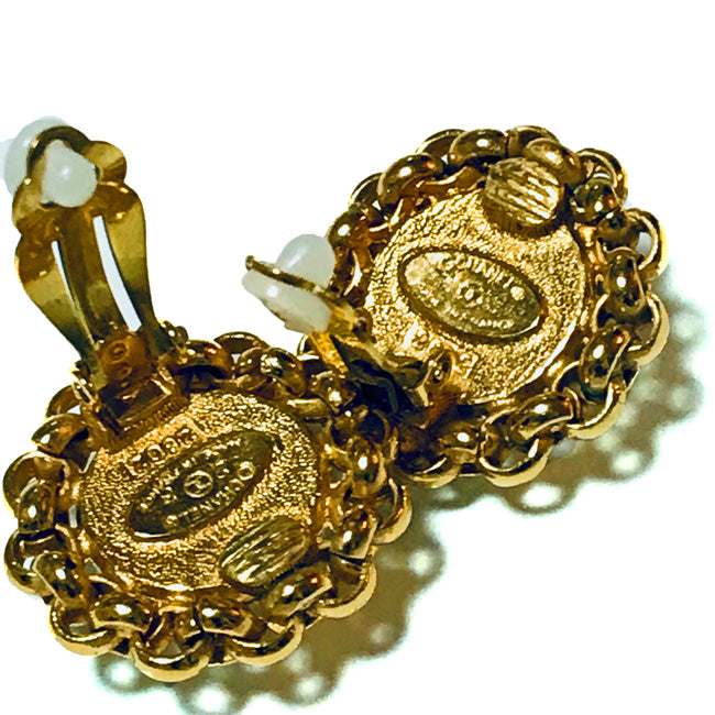 OLD CHANEL パール×チェーン イヤリング(箱付き)