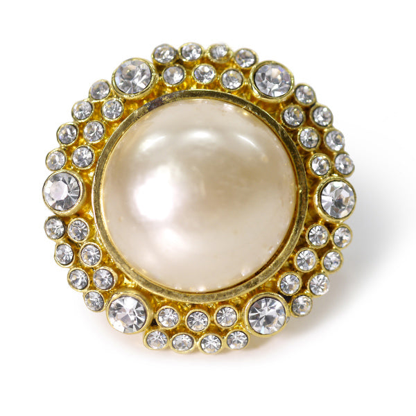 OLD CHANEL パール×ジルコニア 大ぶりイヤリング(箱付き)