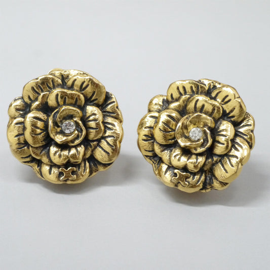 OLD CHANEL カメリアイヤリング（ゴールド）