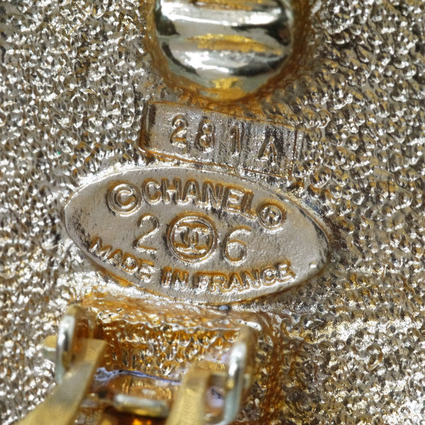 OLD CHANEL ロゴ入りパール大ぶりイヤリング（ゴールド）