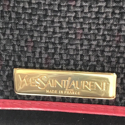 YVES SAINT LAURENT　バケツ型ショルダー（赤×グレー）