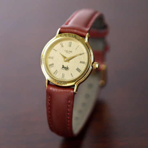 OLD CELINE ラウンド馬車ロゴフェイス腕時計（濃茶） | Vintage Shop 