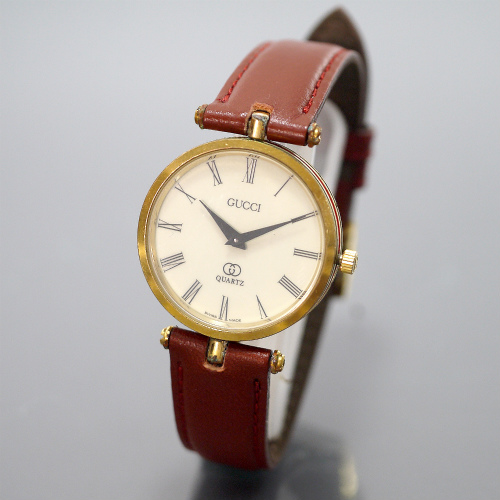 OLD Gucci サイドシェリーミニ腕時計（リザード/濃茶） | Vintage Shop 