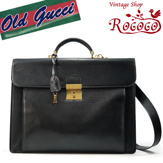 OLD Gucci ショルダー付きブリーフケース（黒） | Vintage Shop 