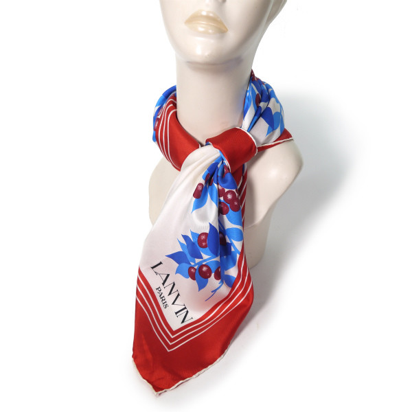 クリスチャンディオール Christian Dior シルク スカーフ 花柄 赤 白 