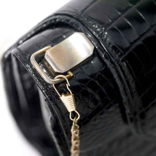 OLD Gucci 最高級クロコダイル Wフラップチェーンバッグ（黒 