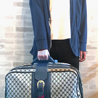 OLD Gucci シェリー&ベルト 中型スーツケース（青） | Vintage Shop