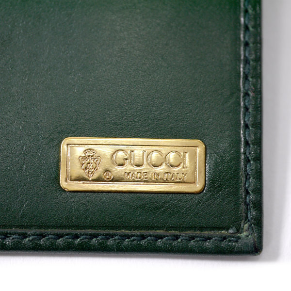 OLD Gucci 総革シェリーステッチ長財布（緑） | Vintage Shop