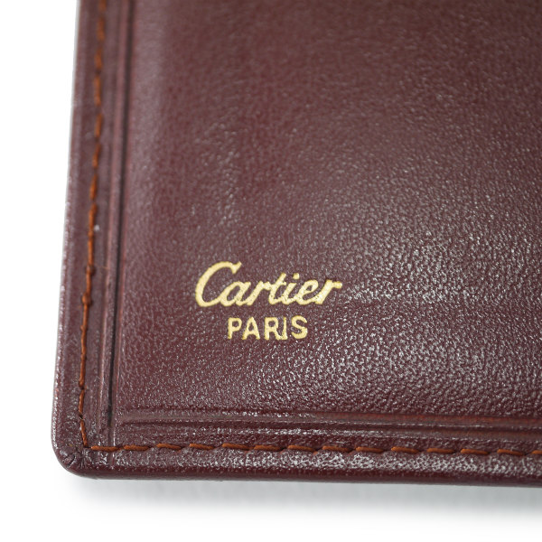 【超美品】Cartier マストライン 長財布 レザー 型押し ボルドー