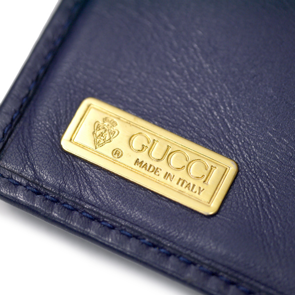 OLD Gucci オーストリッチ×スムースレザー折財布（紺） | Vintage Shop Rococo