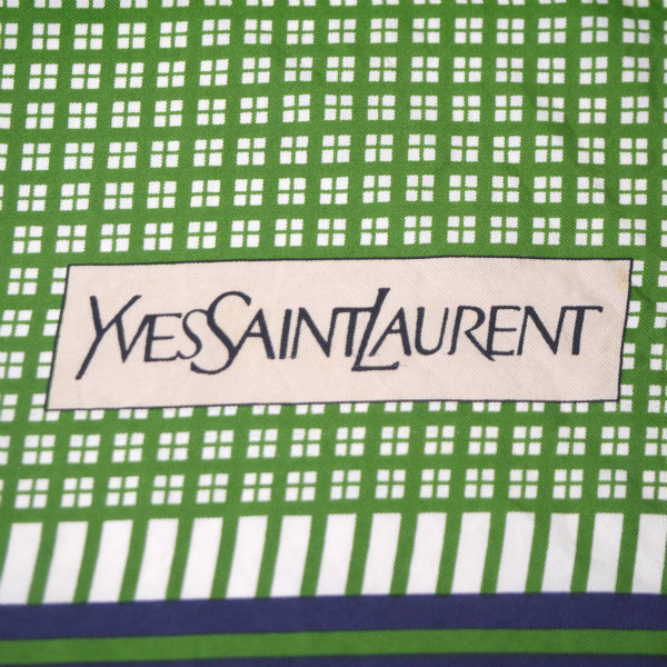 YSL イヴサンローラン シルク スカーフ 日本製 レッド ネイビー