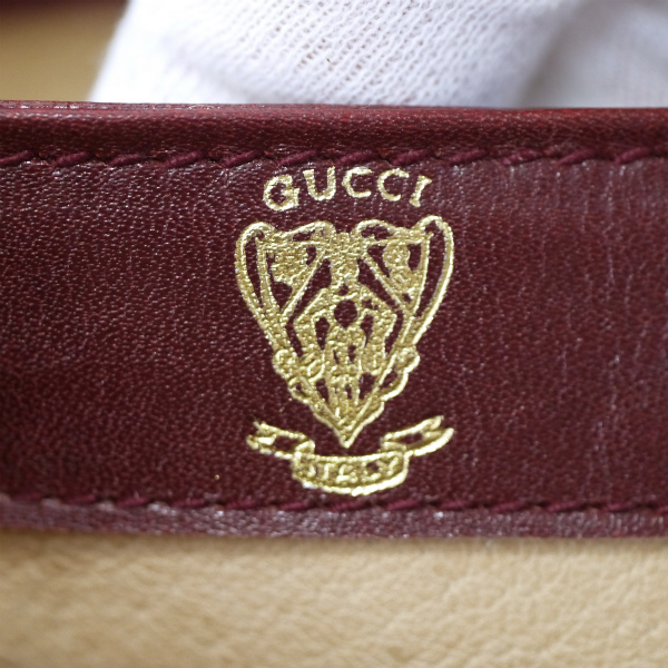 OLD Gucci 総革製スクエアミニハンドバッグ（ボルドー） | Vintage 