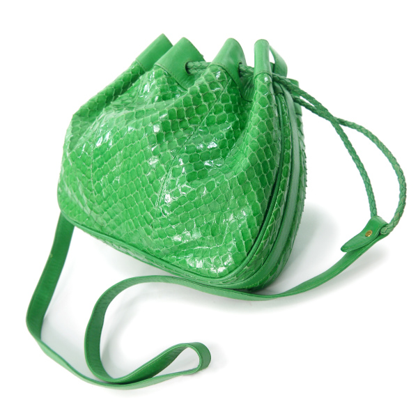 OLD Gucci レア！パイソン巾着ミニショルダー（緑） | Vintage Shop 