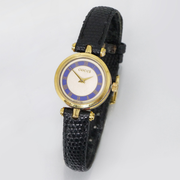 OLD Gucci サイドシェリーミニ腕時計（リザード/黒） | Vintage Shop 