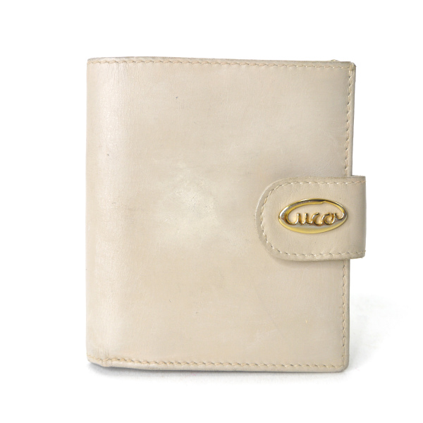 OLD Gucci 総革70s筆記体ロゴ折り財布（白） | Vintage Shop 