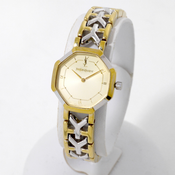 本店 Yves Saint Laurent 腕時計 パールホワイト ラウンド 
