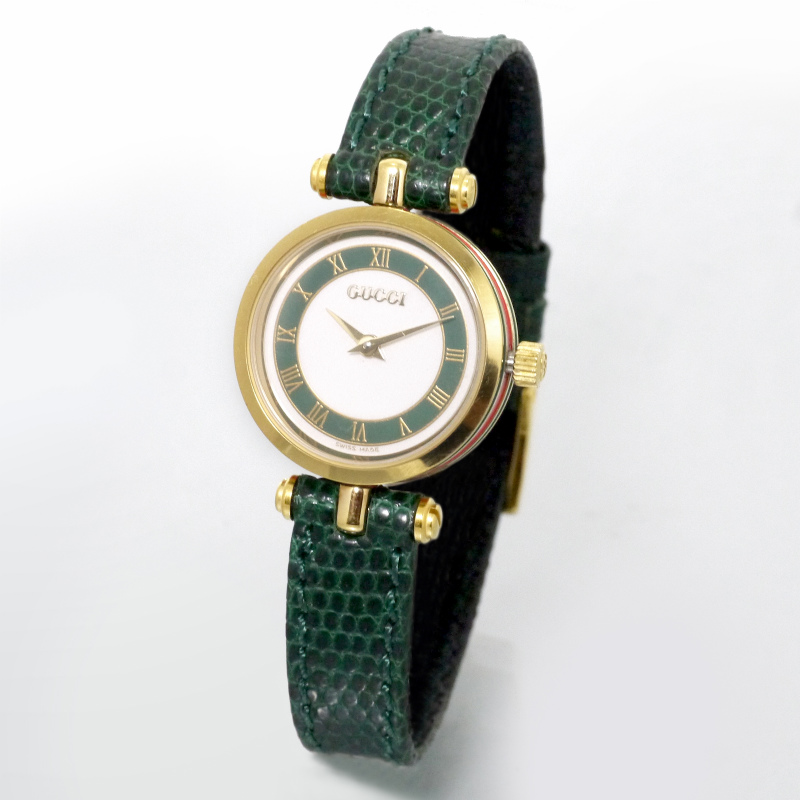 OLD Gucci サイドシェリーミニ腕時計（グリーン） | Vintage Shop 