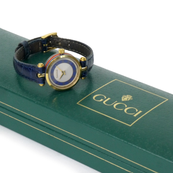 OLD Gucci サイドシェリーミニ腕時計（クロコ/青） | Vintage Shop Rococo