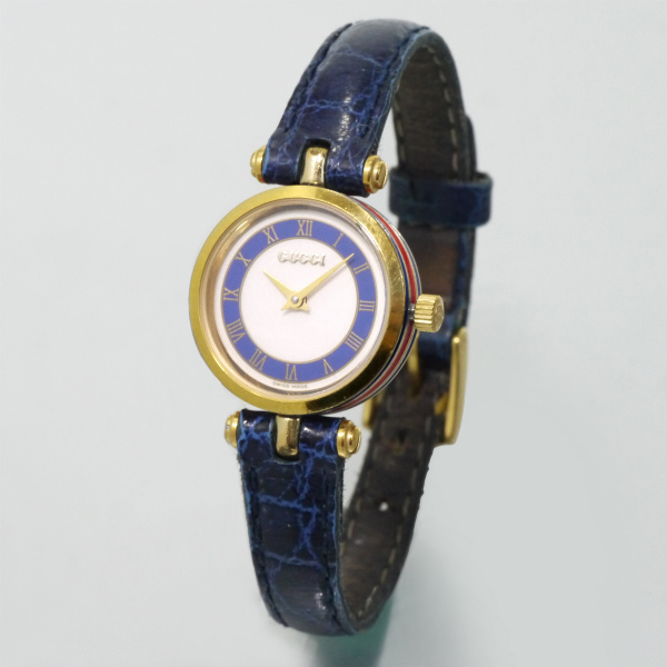 OLD Gucci サイドシェリーミニ腕時計（クロコ/青） | Vintage Shop Rococo