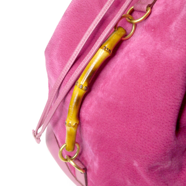 OLD Gucci スエードバンブー巾着リュック（ピンク） | Vintage Shop 