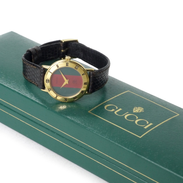 OLD Gucci ギリシャ数字 シェリー腕時計（リザード・濃茶） | Vintage 