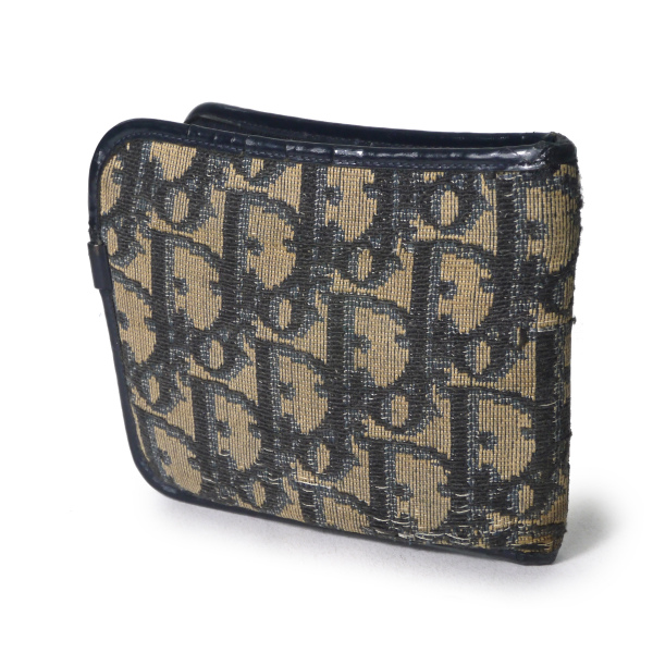 OLD Dior トロッター柄キャンバスレザー2つ折り財布（青） | Vintage 