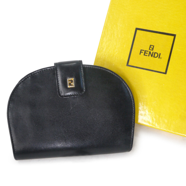 FENDI FFロゴ ラウンドレザー折財布（黒/箱付き） | Vintage Shop Rococo