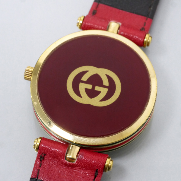 OLD Gucci サイドシェリービッグフェイス腕時計（赤） | Vintage Shop 