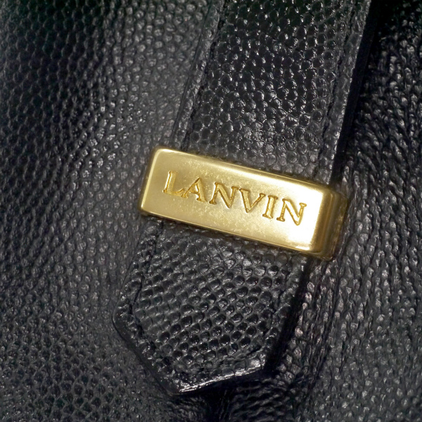LANVIN 型押しレザー巾着2WAYショルダー（黒） | Vintage Shop 