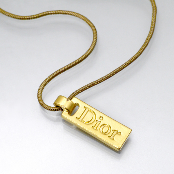 C.Dior ロゴプレートスネークチェーンネックレス（ゴールド