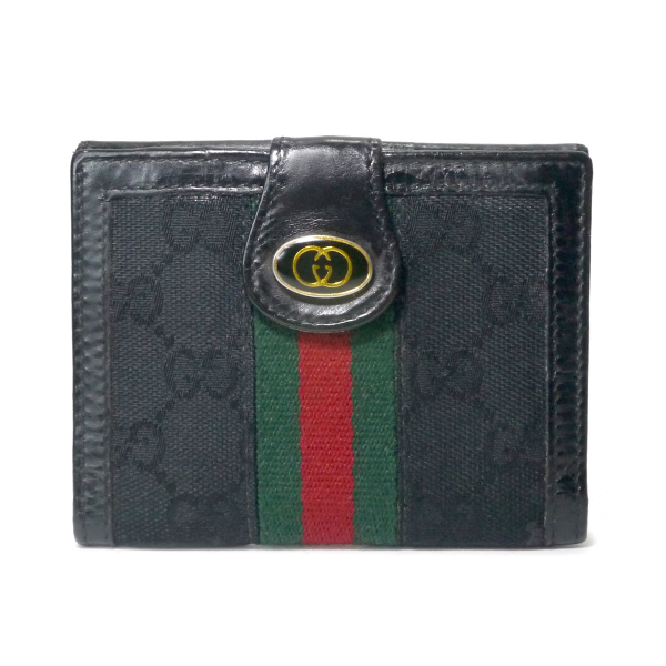 OLD Gucci アクセコGG柄シェリー折財布（黒・ジャガード） | Vintage 