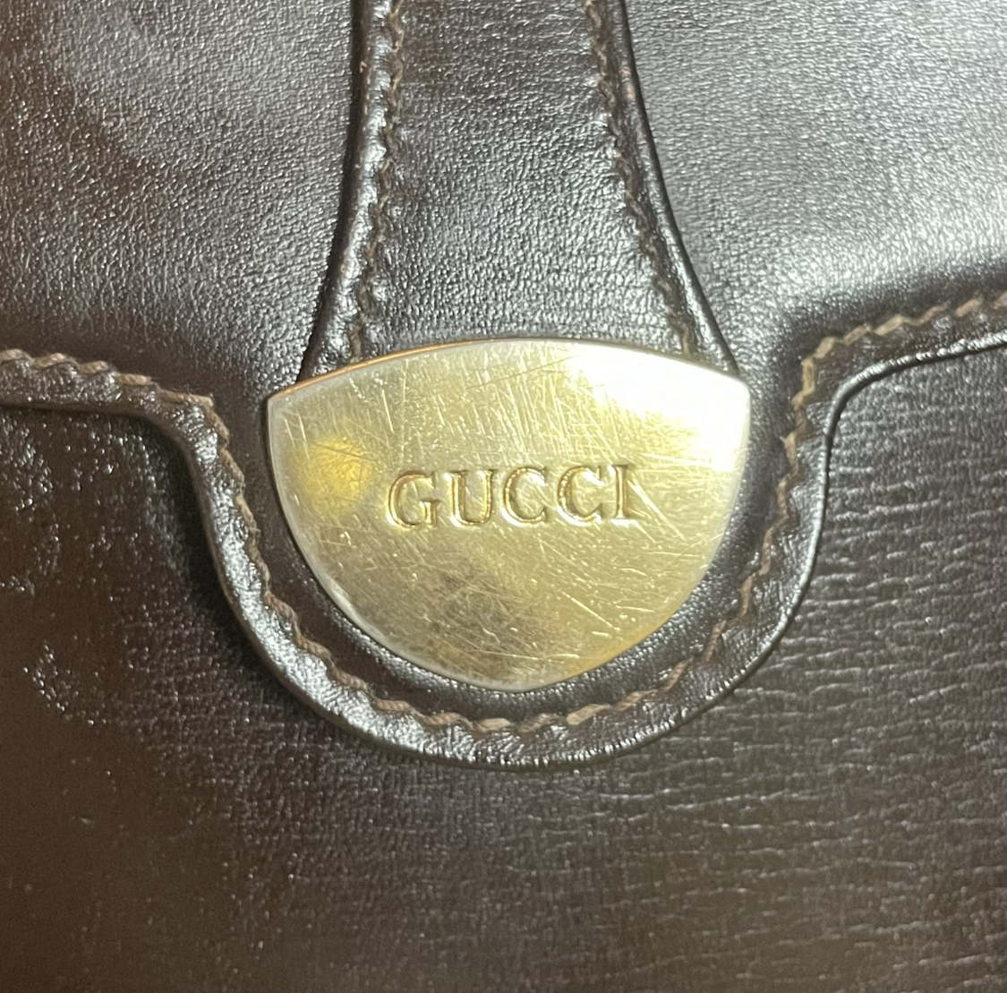 OLD Gucci レア！逆三角プレート ボストンショルダー（濃茶） | Vintage Shop RococoVintage Shop Rococo